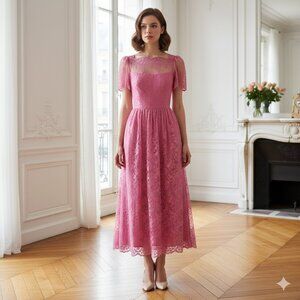 Vintage Alicia Elegant Pink Lace Dress Size 9/10